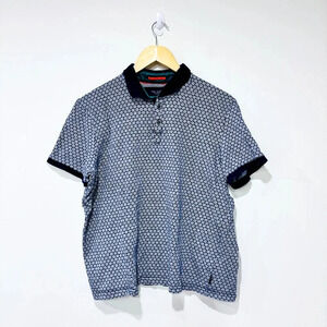 TED BAKER LONDON Blue patterned polo shirt | Cotton | X-Large *